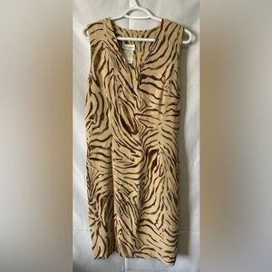Vanity Fair Dress Women’s 10 Vintage Tiger Print Shift Side Zip Lined Retro